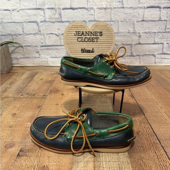 Frye Sully Boat  Leather Shoes Mens Size 8.5 M Green Navy Colorblock Loafers main image 12